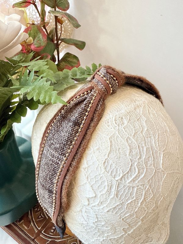 冬日棉質復古毛呢邊個性髮圈 