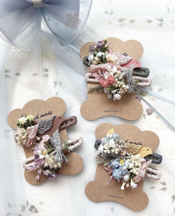 手工森林系樹酯鳥語花香兩件式髮夾 