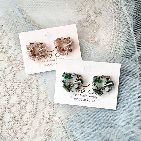 晶緻方形小耳環 