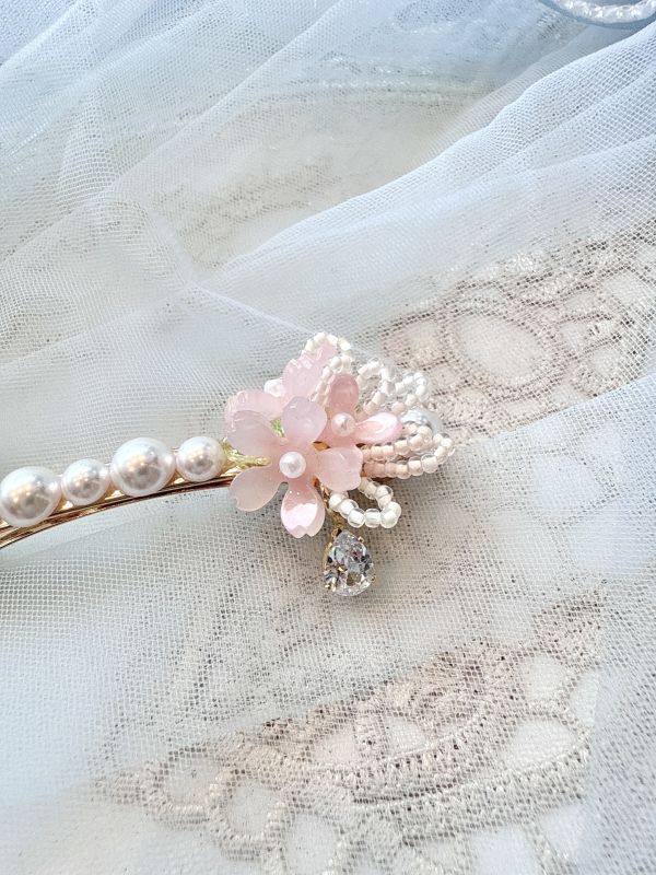 淡雅珍珠花系彈跳夾 