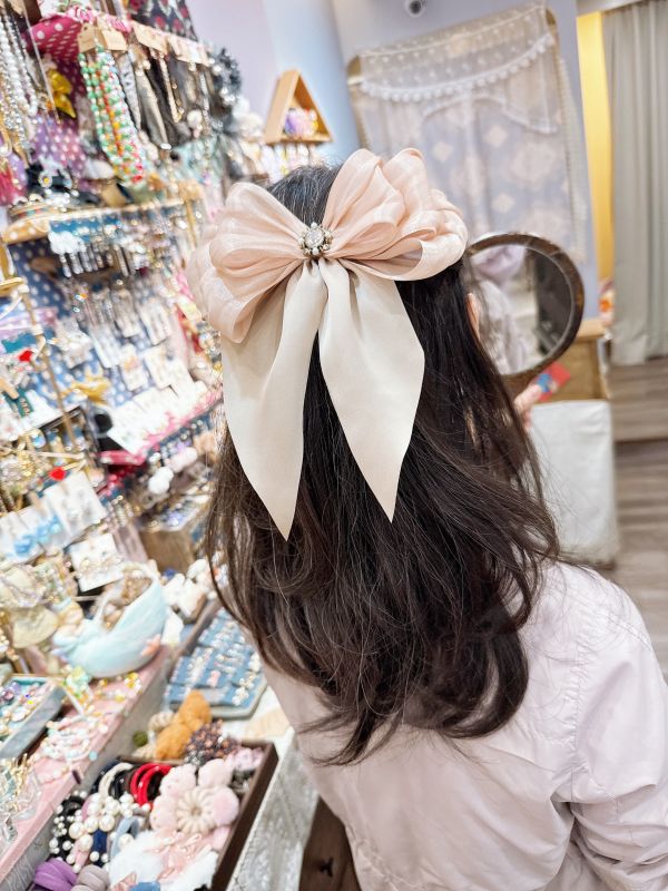 雪紡多層次蝴蝶結彈跳夾 