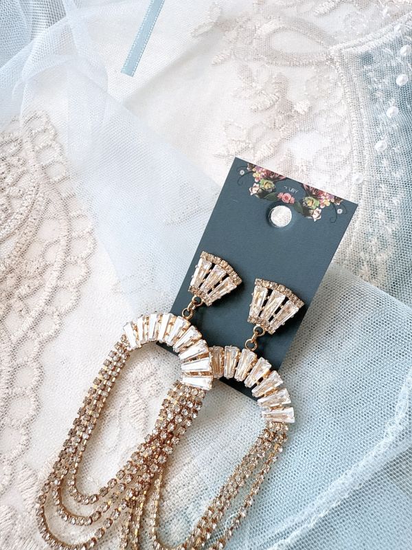 華麗流蘇圓弧耳環 