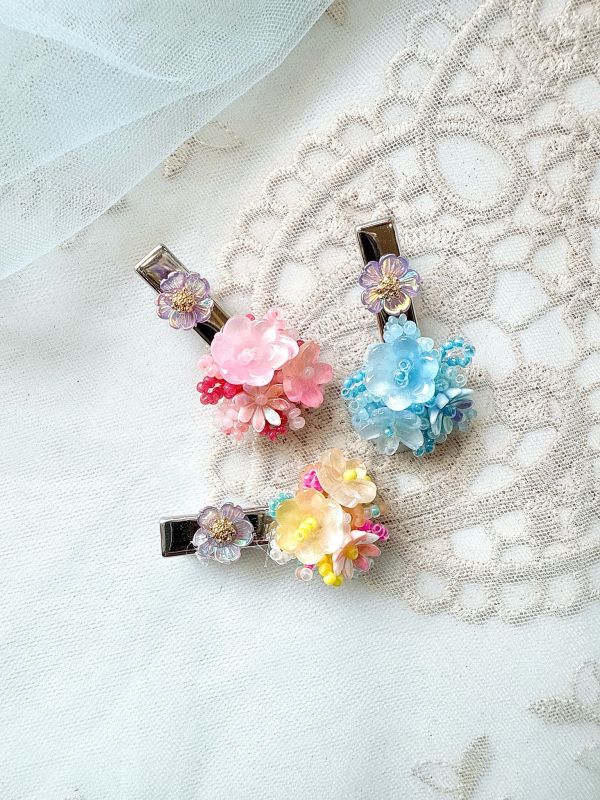 日系手工花小版髮夾 