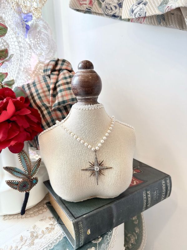 復古雕花閃耀星型珍珠項鏈 