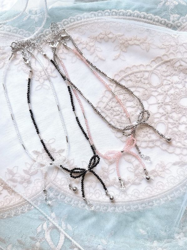 水晶奢雅蝴蝶結精緻短鏈 