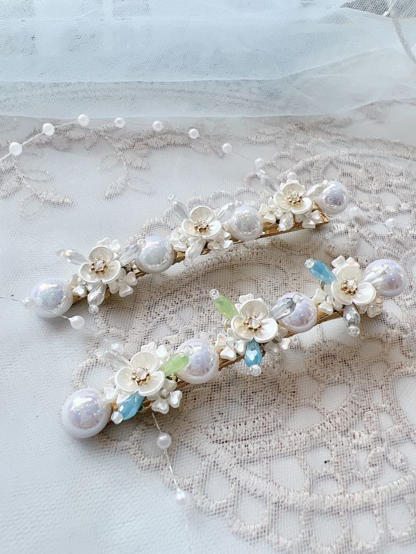 珍珠造型維多莉亞風格設計壓夾髮夾 