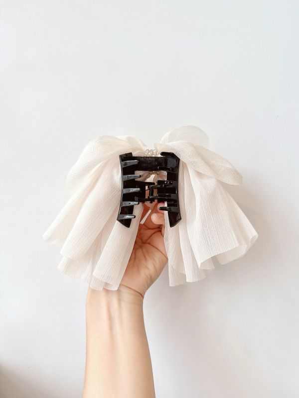 水晶串珠俏麗感雪紡公主鯊魚夾 