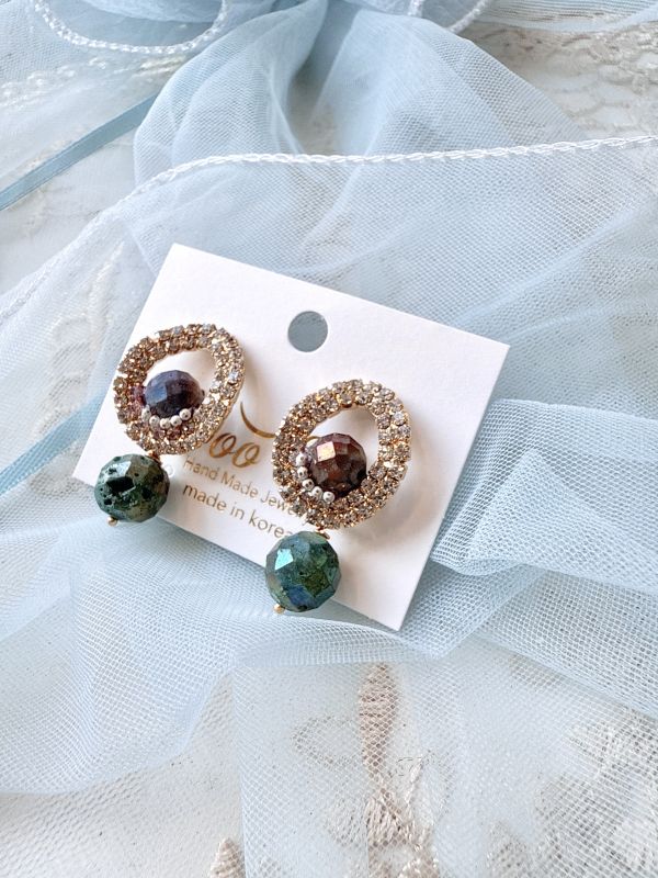 隕石切面光澤高雅耳環 