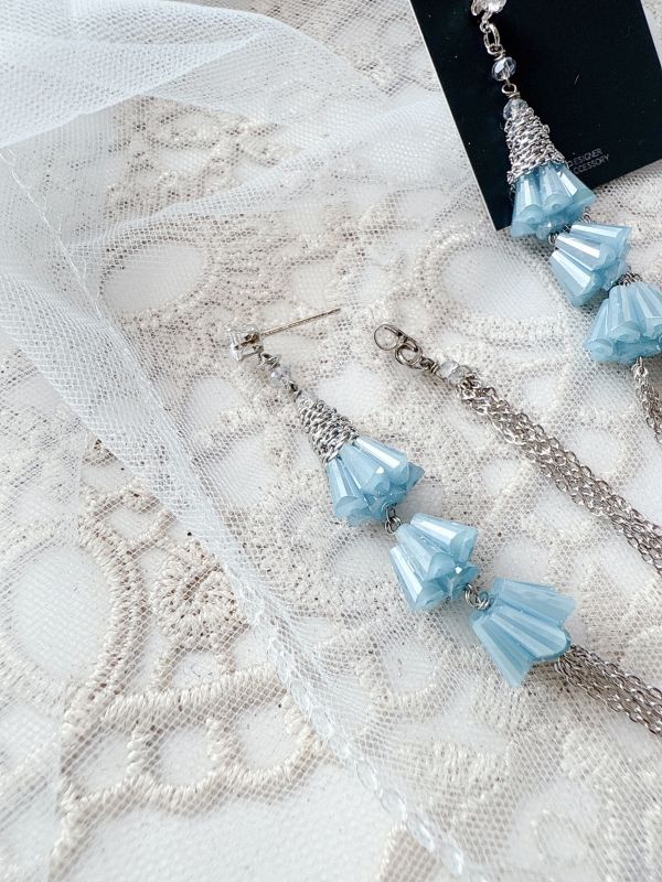 高塔水晶華麗流蘇耳環 