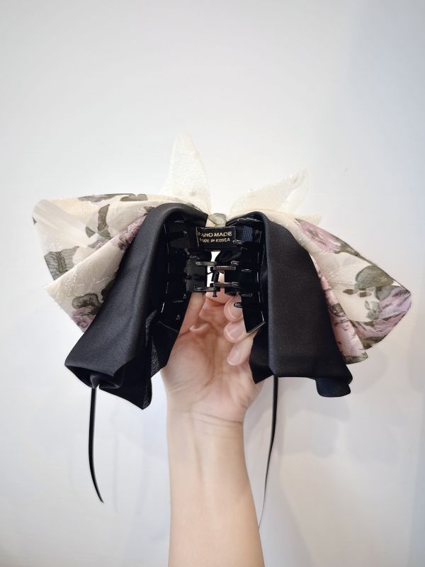 宮廷紫玫瑰黑色蝴蝶結公主抓夾 