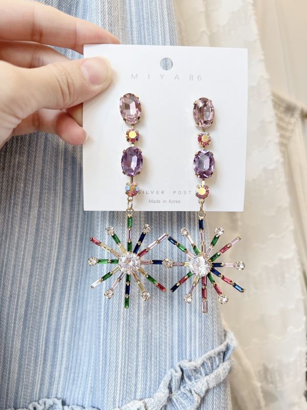 華麗對比色雪花滿鑽大耳環 