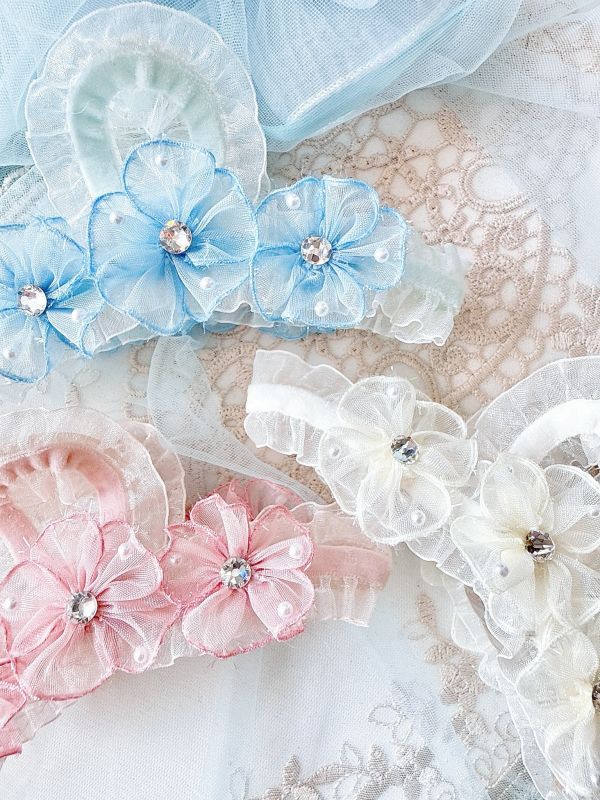 維多莉亞雪紡花朵公主波浪邊抓夾 