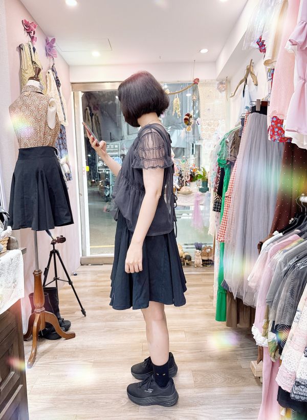 兩件式兩面穿彈性雪紡綁帶小罩衫 