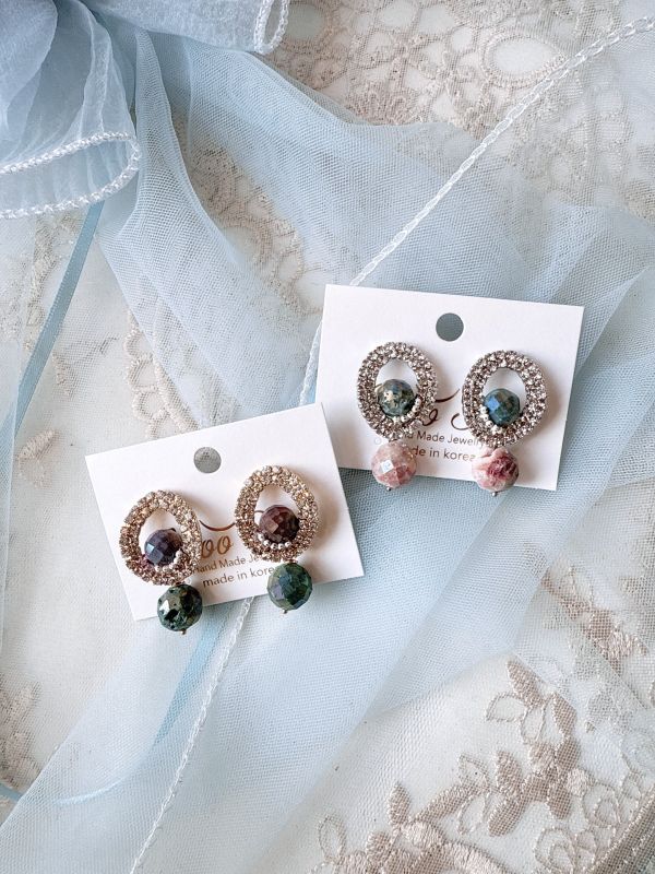 隕石切面光澤高雅耳環 