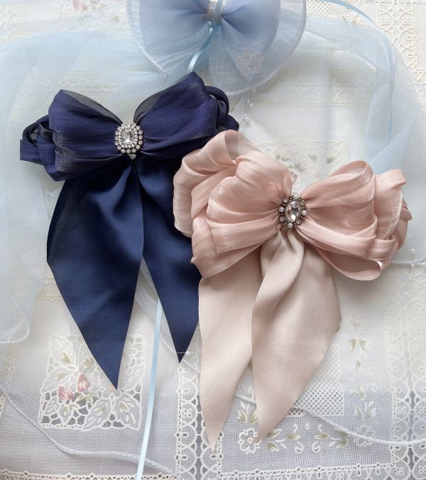 雪紡多層次蝴蝶結彈跳夾 