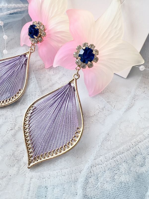 夏日海灘樹酯花造型鋼針大耳環 