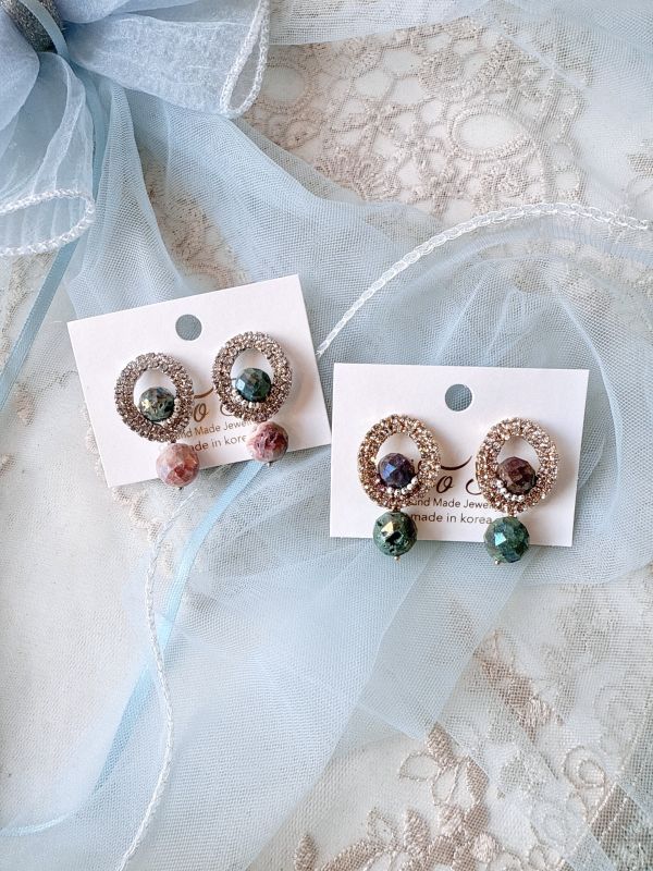 隕石切面光澤高雅耳環 