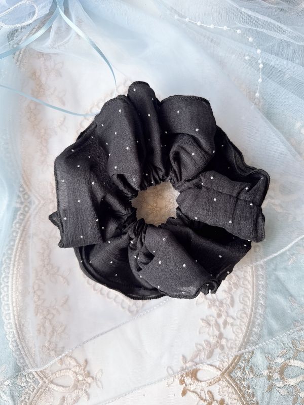 雙層立體雪紡珠釘閃亮亮質感髮束 