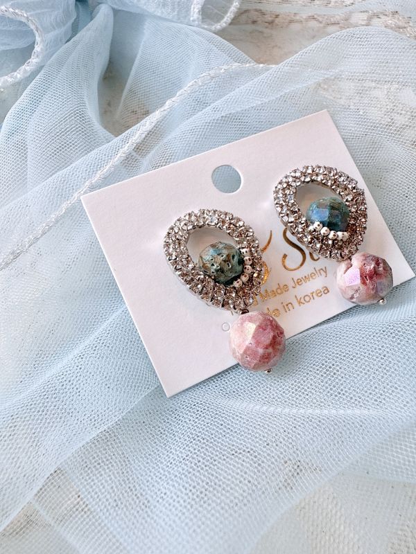 隕石切面光澤高雅耳環 