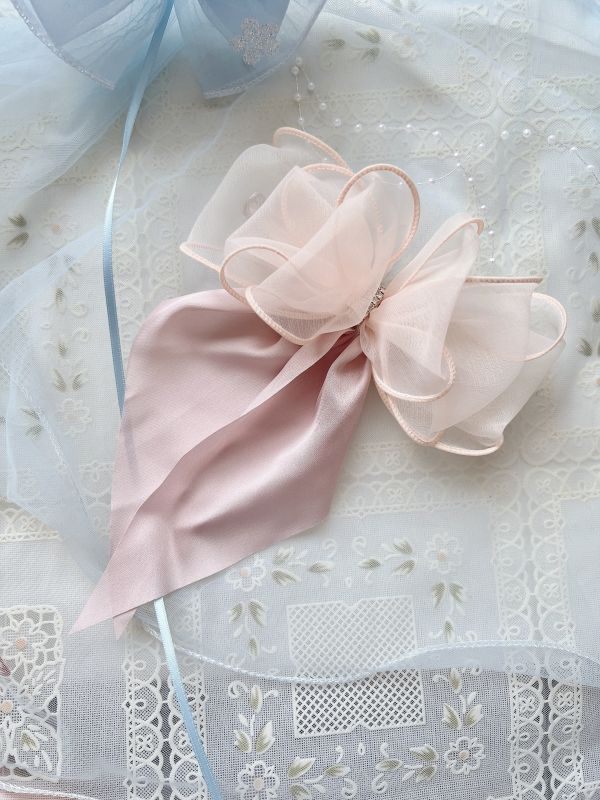 透紗雪紡唯美蝴蝶結彈跳夾 