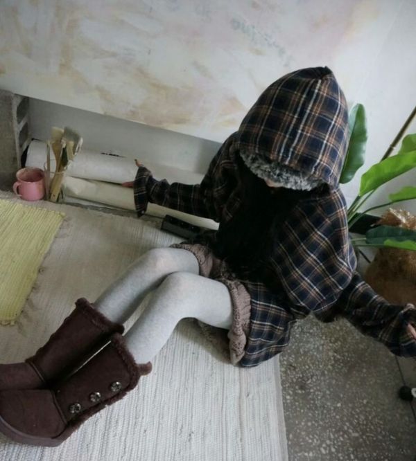 男友衣厚棉大寬版連帽格子襯衫外套 