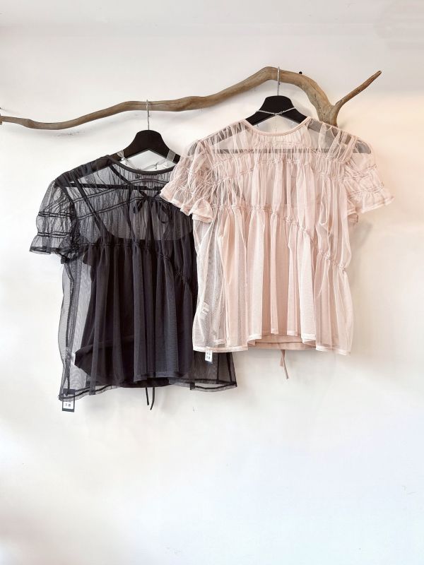 兩件式兩面穿彈性雪紡綁帶小罩衫 