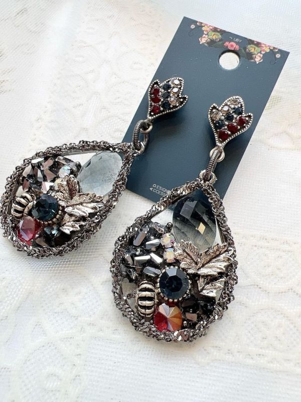 手工設計個性配色銀色復古耳環 