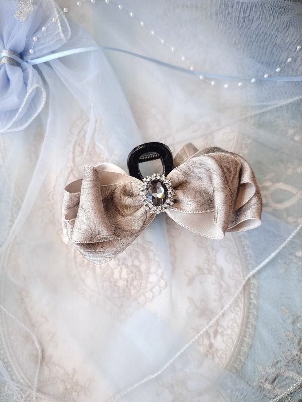 絲感雪紡華麗寶石個性抓夾 