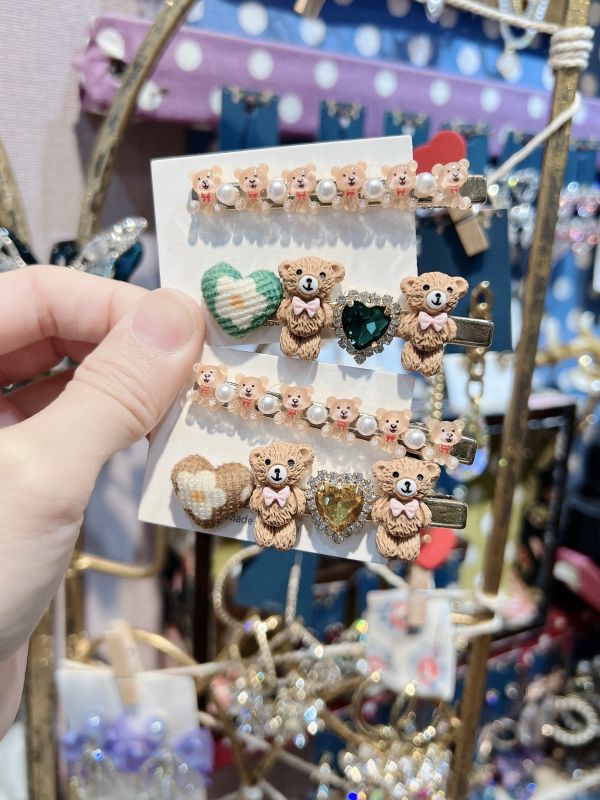 超可愛樹酯小熊兩件式壓夾/側邊夾 