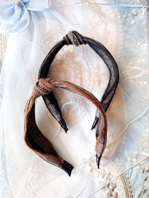 冬日棉質復古毛呢邊個性髮圈 