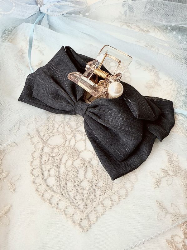 金蔥刷絲面蝴蝶結雪紡抓夾 