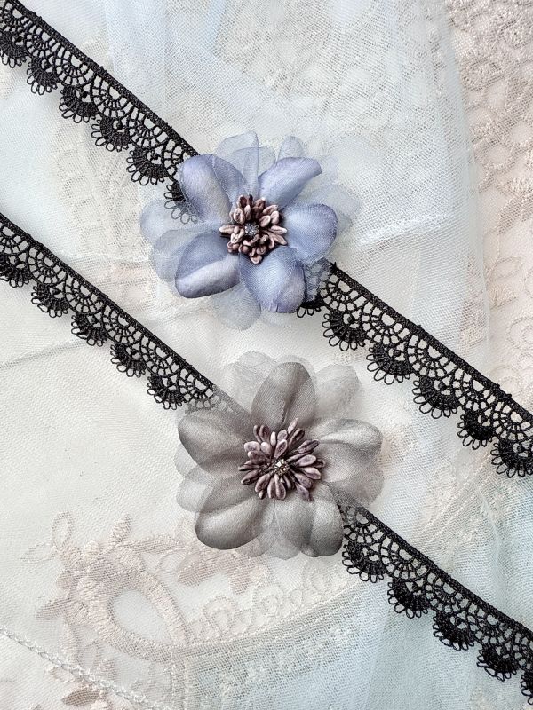 水彩花影手工花蕾絲耳環 