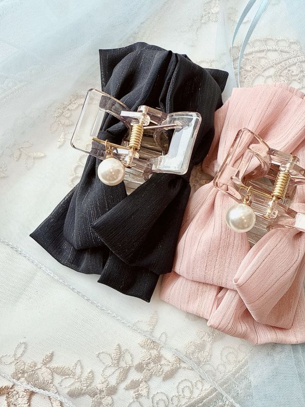 金蔥刷絲面蝴蝶結雪紡抓夾 