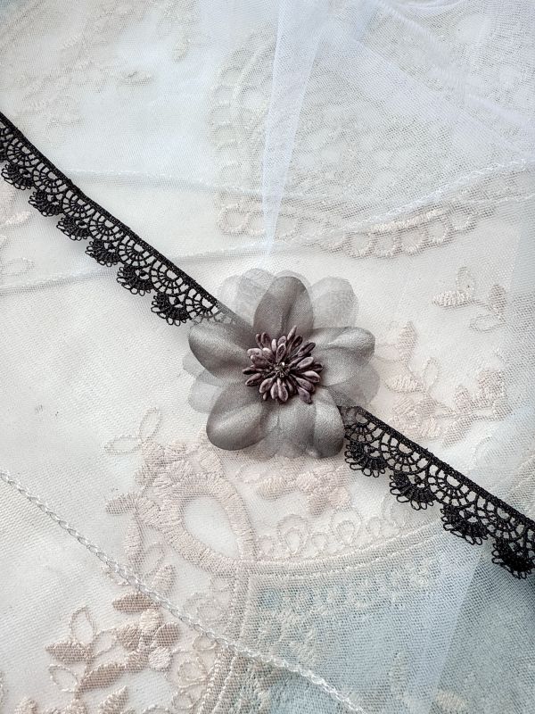 水彩花影手工花蕾絲耳環 