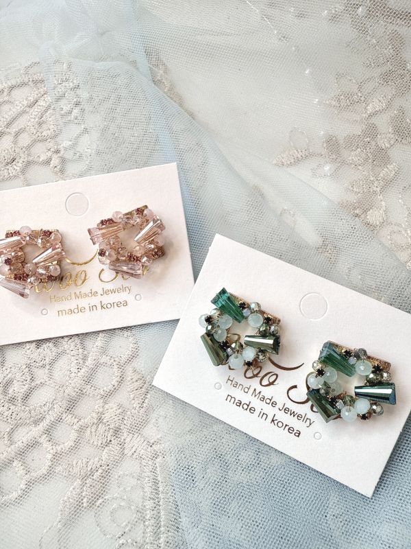 晶緻方形小耳環 