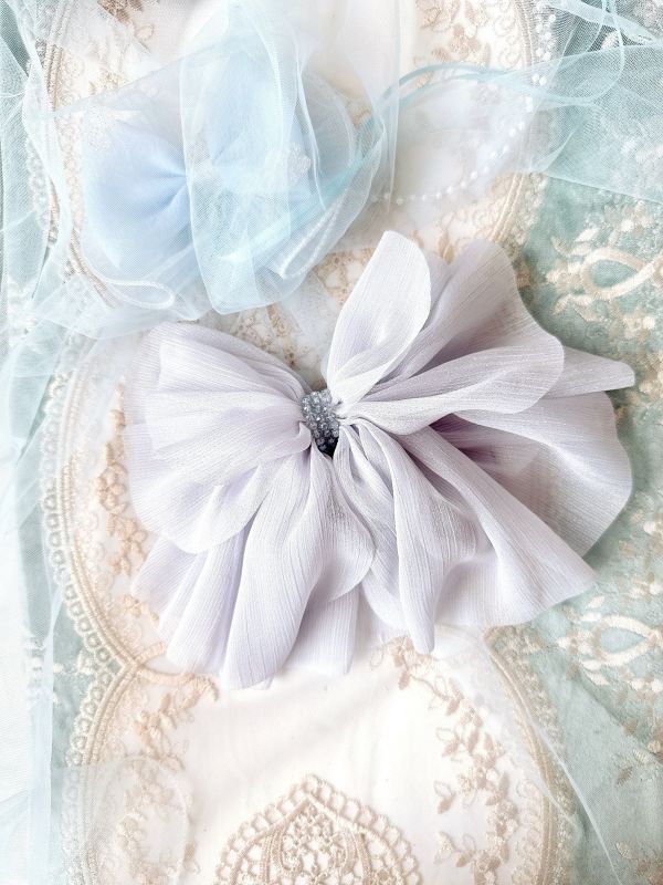 水晶串珠俏麗感雪紡公主鯊魚夾 