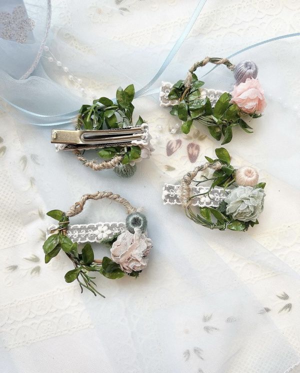手工森林系雪紡花朵髮夾 