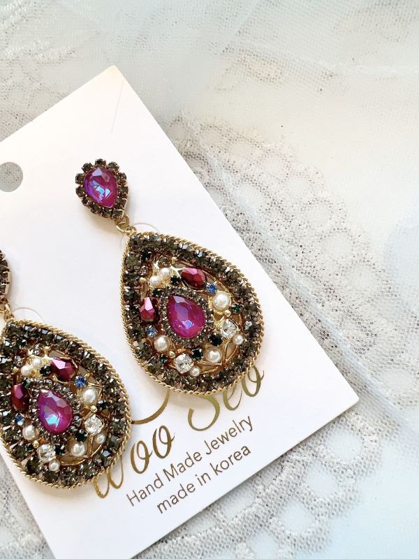 波希米亞復古華麗水滴型耳環 