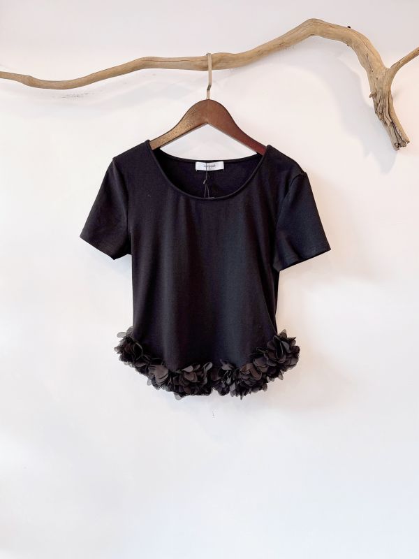 花綻微笑下擺棉質上衣 