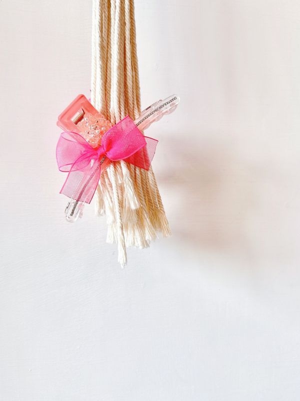 繽紛亮色雪紡蝴蝶結樹酯排鑽抓夾 