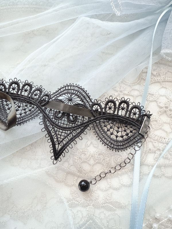 蝴蝶結不規則蕾絲個性頸鏈 