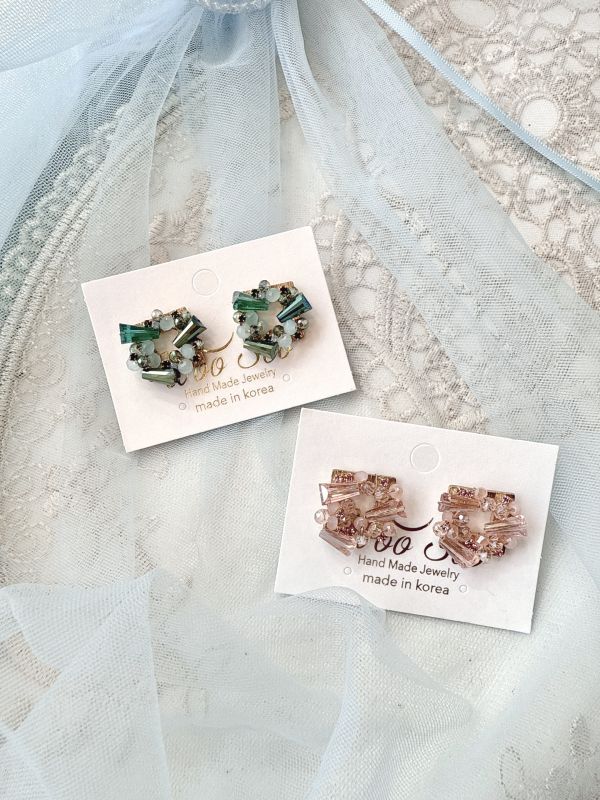 晶緻方形小耳環 