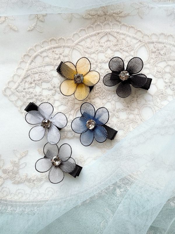 手工立體棉絲花短板髮夾壓夾 