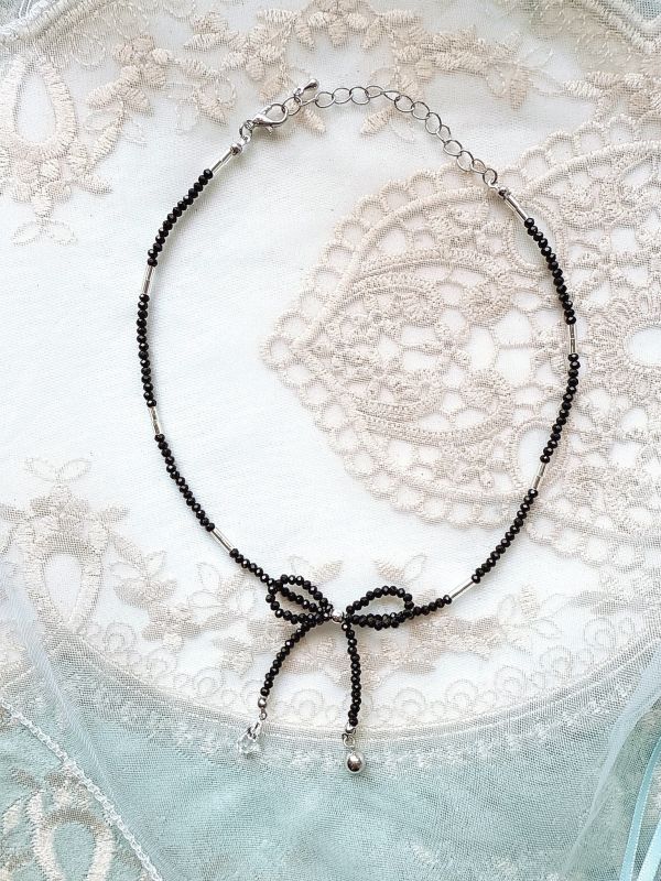 水晶奢雅蝴蝶結精緻短鏈 