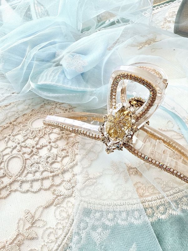 精緻水鑽雕花寶石排鑽抓夾 