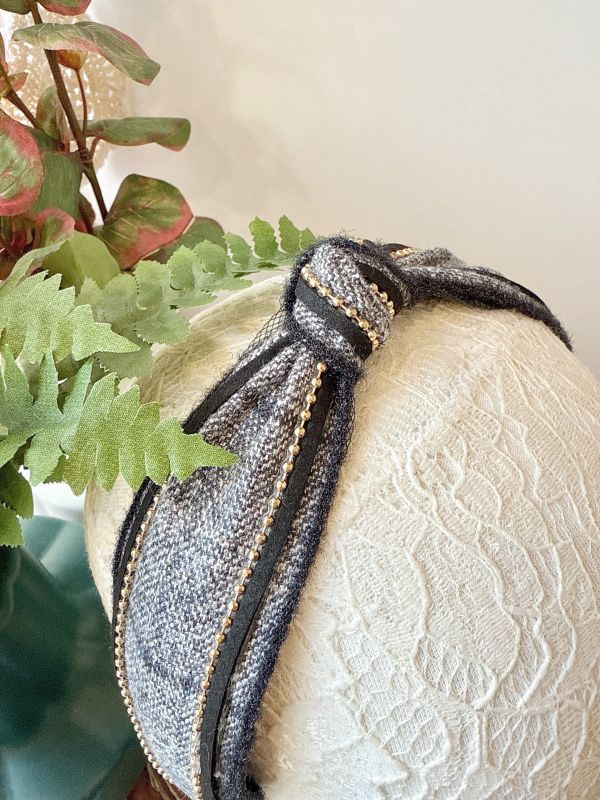 冬日棉質復古毛呢邊個性髮圈 