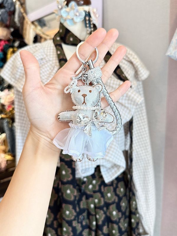 AB彩鑽華麗貴氣蓬蓬裙可愛小熊女孩吊飾掛墜 