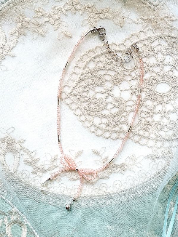 水晶奢雅蝴蝶結精緻短鏈 