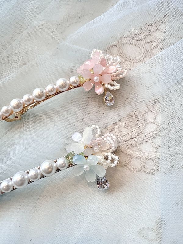 淡雅珍珠花系彈跳夾 