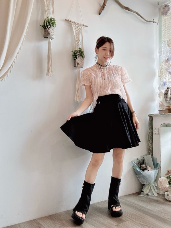 兩件式兩面穿彈性雪紡綁帶小罩衫 